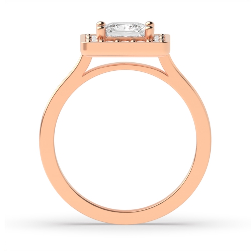4 Prong Princess Rose Gold Delicare shank Halo Engagement Rings