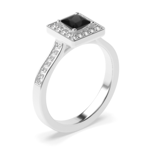 4 Prong Princess Delicare shank Black Diamond Engagement Rings