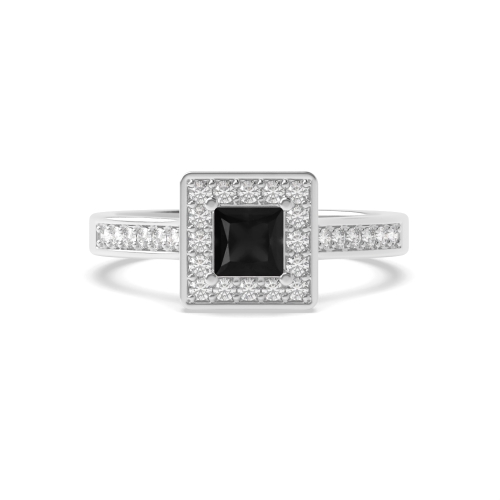 4 Prong Princess Delicare shank Black Diamond Engagement Rings