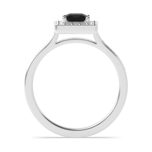 4 Prong Princess Delicare shank Black Diamond Engagement Rings