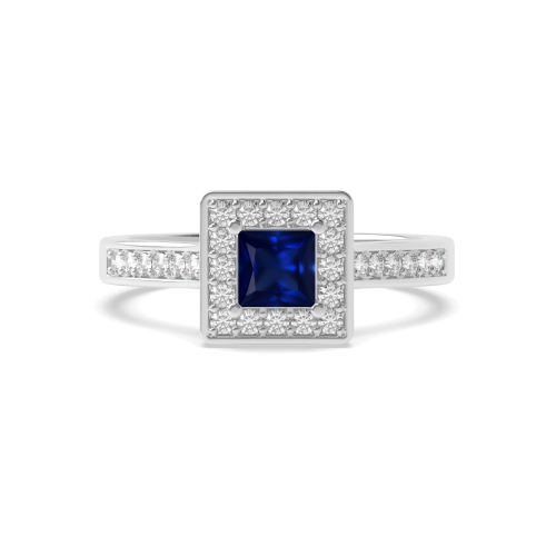 4 Prong Princess Delicare shank Blue Sapphire Engagement Rings