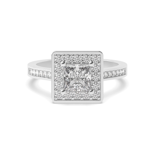 4 Prong Princess Delicare shank Side Stone Engagement Rings