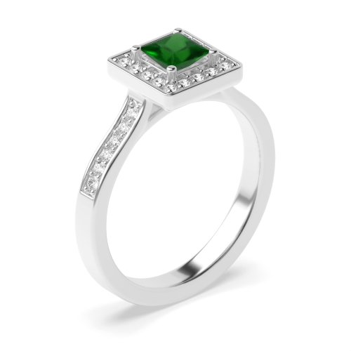 4 Prong Princess Delicare shank Emerald Engagement Rings