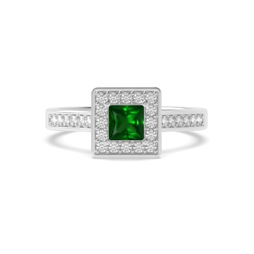 4 Prong Princess Delicare shank Emerald Engagement Rings