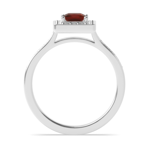 4 Prong Princess Delicare shank Garnet Halo Engagement Rings