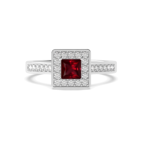 4 Prong Princess Delicare shank Ruby Engagement Rings