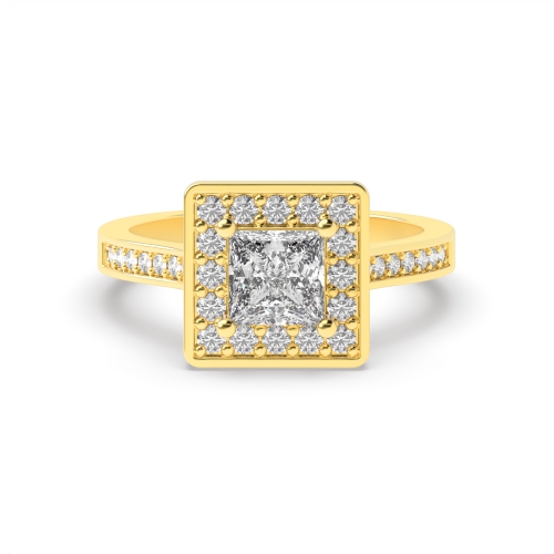 4 Prong Princess Yellow Gold Delicare shank Engagement Rings