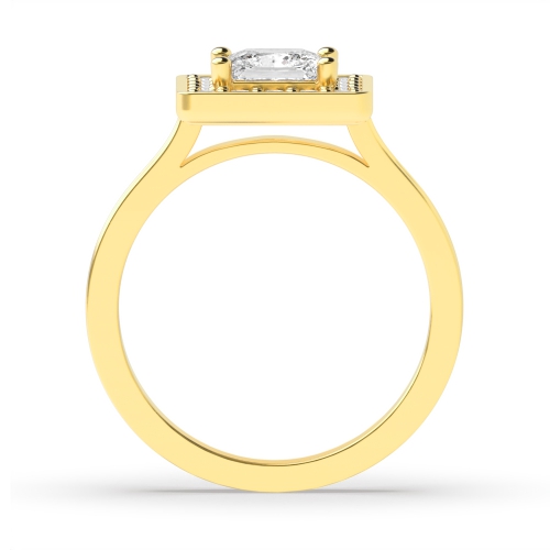 4 Prong Princess Yellow Gold Delicare shank Engagement Rings
