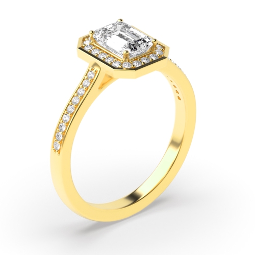 4 Prong Setting Radiant Shape Delicate Halo Diamond Engagement Rings