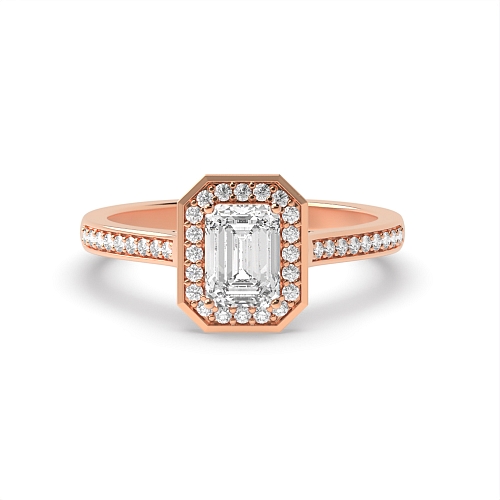 4 Prong Radiant Rose Gold Delicare shank Halo Engagement Rings