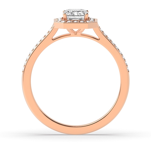 4 Prong Radiant Rose Gold Delicare shank Halo Engagement Rings