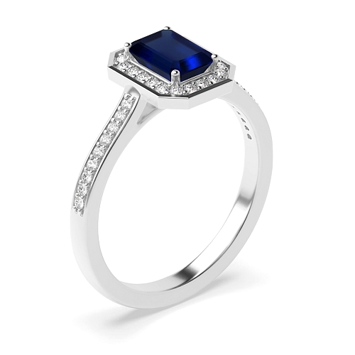 4 Prong Radiant Delicare shank Blue Sapphire Engagement Rings