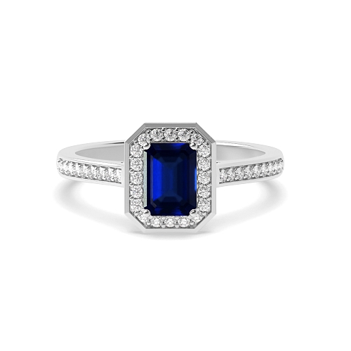 4 Prong Radiant Delicare shank Blue Sapphire Engagement Rings