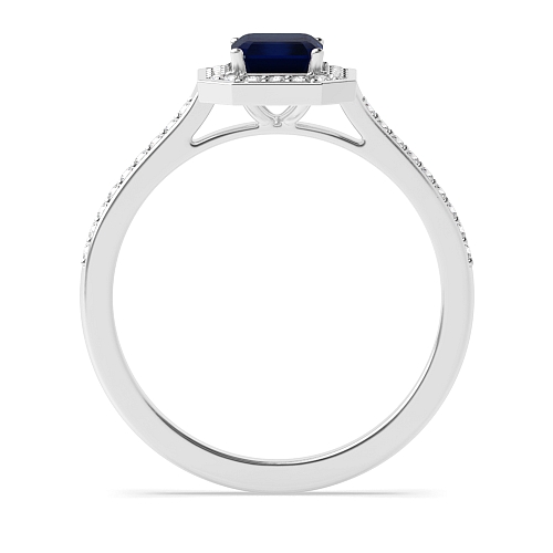 4 Prong Radiant Delicare shank Blue Sapphire Engagement Rings
