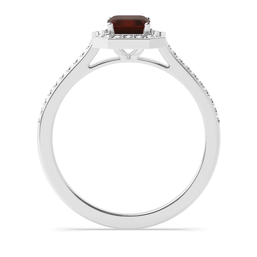 4 Prong Radiant Delicare shank Garnet Halo Engagement Rings