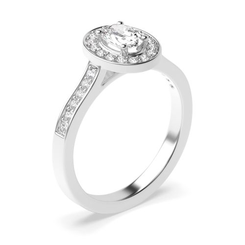 4 Prong Oval Halo Engagement Rings