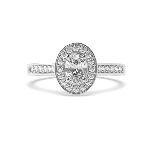 4 Prong Oval Delicare Shank Halo Engagement Ring