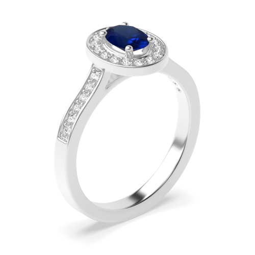 4 Prong Oval Delicare shank Blue Sapphire Engagement Rings