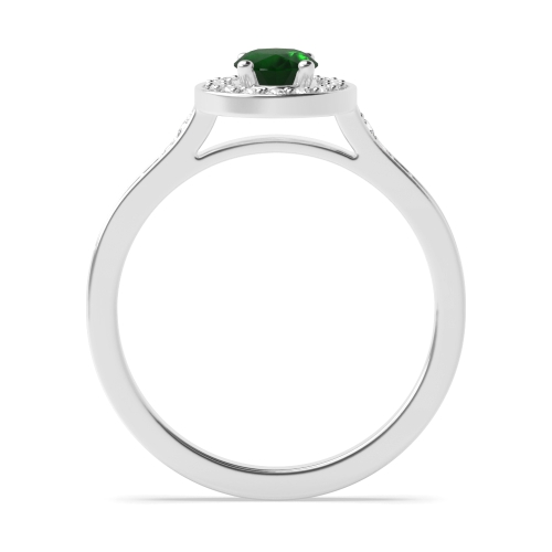 4 Prong Oval Delicare shank Emerald Halo Engagement Rings