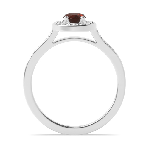 4 Prong Oval Delicare shank Garnet Halo Engagement Rings
