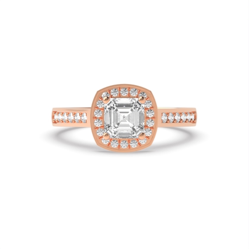 4 Prong Cushion Rose Gold Delicare shank Halo Engagement Rings