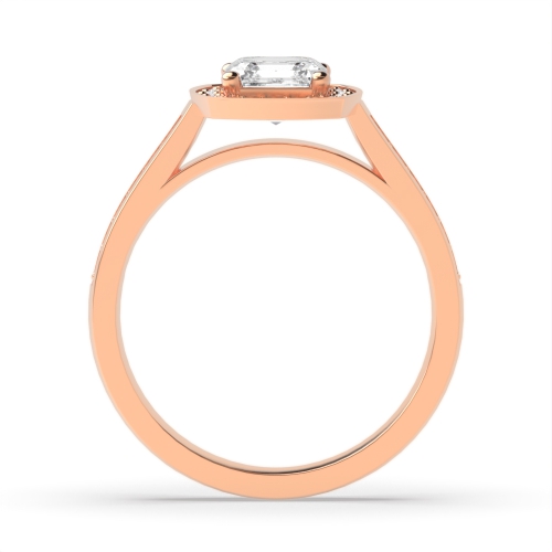 4 Prong Cushion Rose Gold Delicare shank Halo Engagement Rings