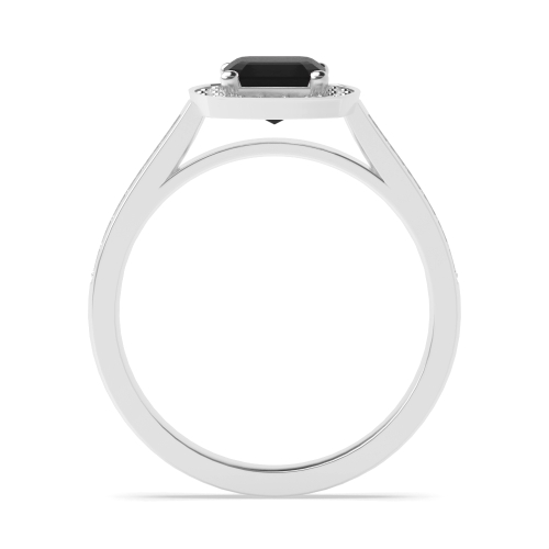 4 Prong Cushion Delicare shank Black Diamond Engagement Rings