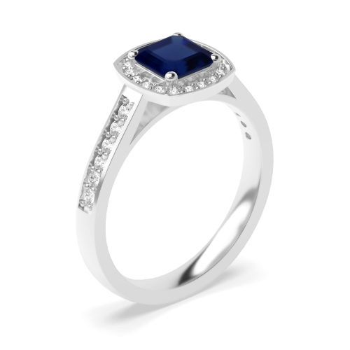 4 Prong Cushion Delicare shank Blue Sapphire Engagement Rings