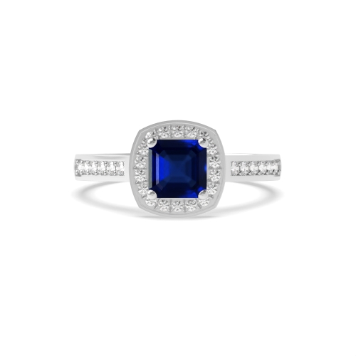 4 Prong Cushion Delicare shank Blue Sapphire Engagement Rings