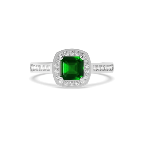4 Prong Cushion Delicare shank Emerald Engagement Rings