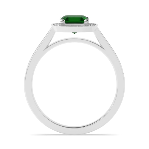 4 Prong Cushion Delicare shank Emerald Engagement Rings