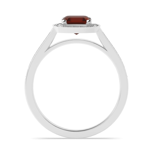 4 Prong Cushion Delicare shank Garnet Halo Engagement Rings