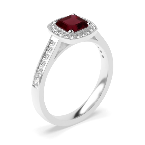 4 Prong Cushion Delicare shank Ruby Engagement Rings