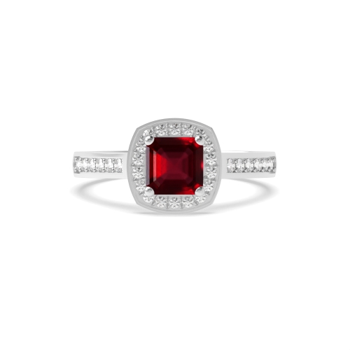 4 Prong Cushion Delicare shank Ruby Engagement Rings