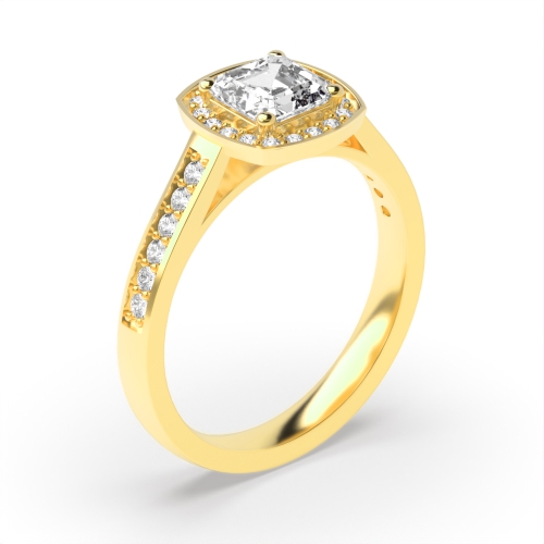 4 Prong Cushion Yellow Gold Delicare shank Engagement Rings