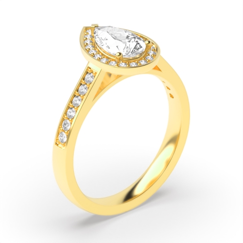 Prong Pear Yellow Gold Delicare shank Engagement Rings