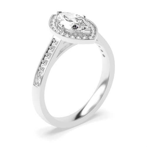 4 Prong Marquise Halo Engagement Rings