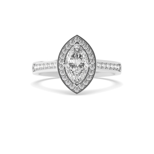 4 Prong Marquise Delicare Shank Halo Engagement Ring