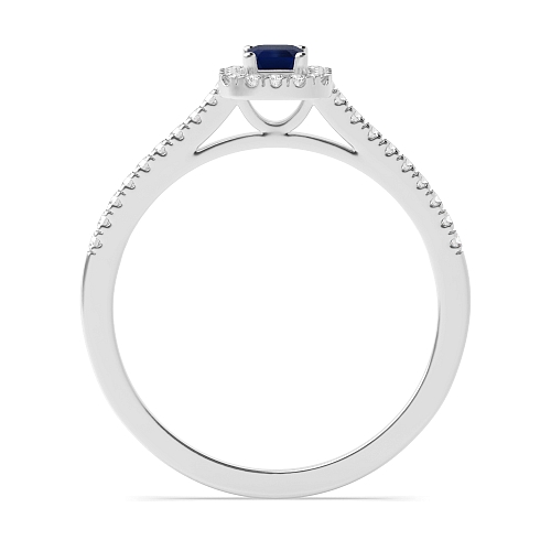 Emerald Micro prong Blue Sapphire Engagement Rings