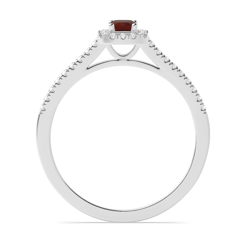 Emerald Micro prong Garnet Halo Engagement Rings