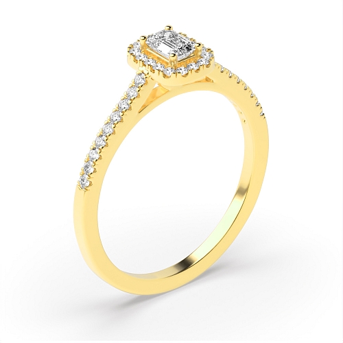 Emerald Yellow Gold Micro prong Engagement Rings