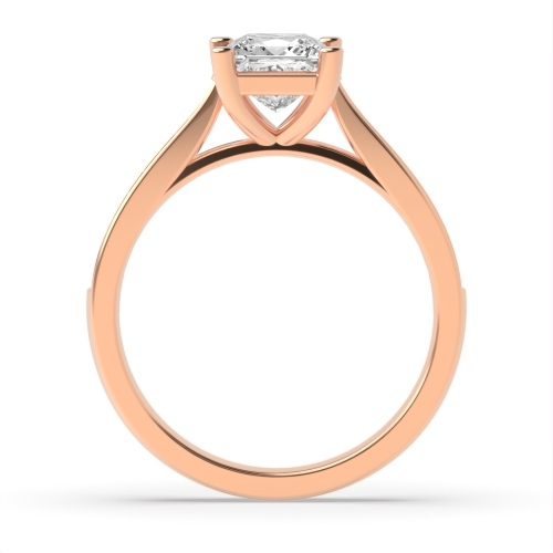 4 Prong Princess Rose Gold Tapered shank Engagement Rings