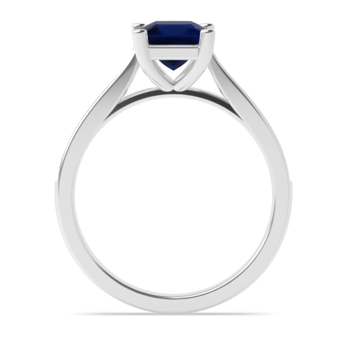 4 Prong Princess Tapered shank Blue Sapphire Engagement Rings