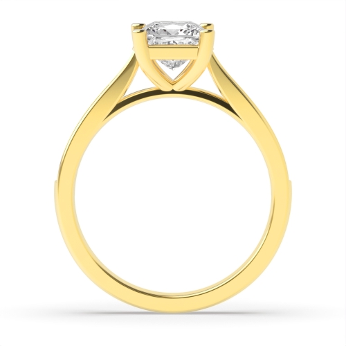 4 Prong Princess Yellow Gold Tapered shank Engagement Rings
