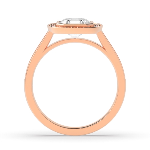 Bezel Setting Asscher Rose Gold Pave set Halo Engagement Rings