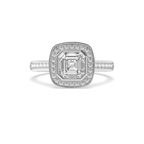 Bezel Setting Asscher Pave set Side Stone Engagement Rings