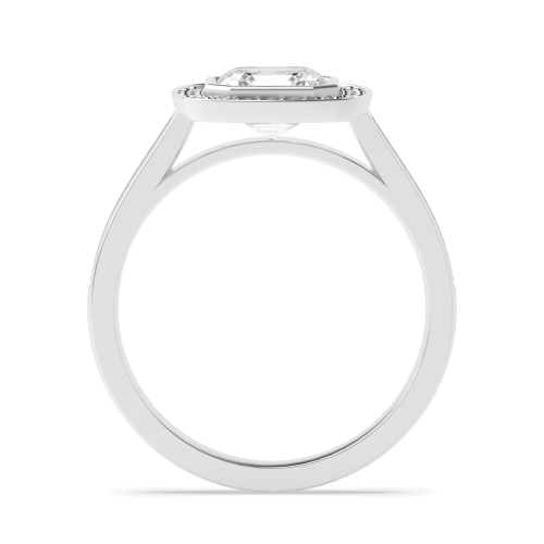 Bezel Setting Asscher Pave set Side Stone Engagement Rings