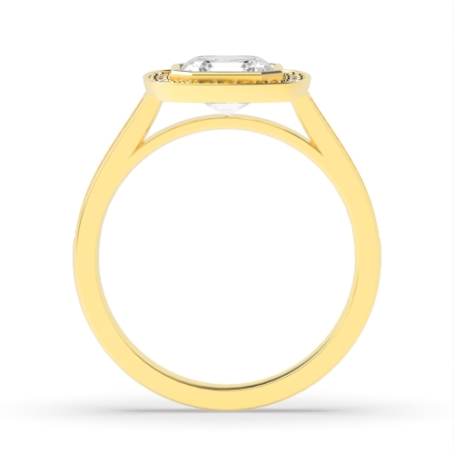Bezel Setting Asscher Yellow Gold Pave set Engagement Rings
