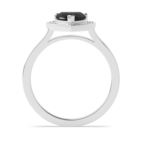 Prong Heart Pave Set Black Diamond Halo Engagement Ring