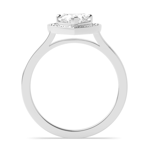 Prong Heart Pave Set Halo Engagement Ring